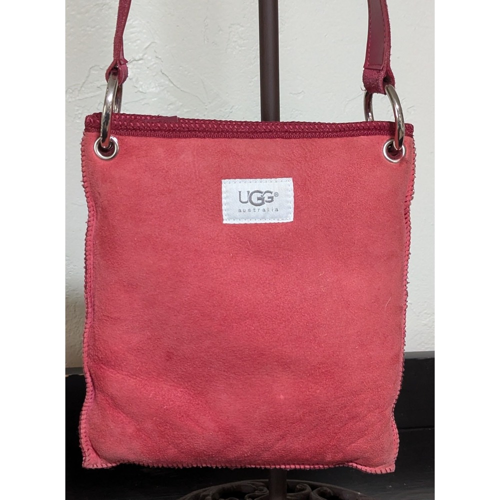 Ugg Pocket Messenger Crossbody Purse Dusty Rose Sherpa Lining 9 X‎ 8 22" Drop